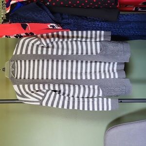 Grey and white striped Express Cardigan